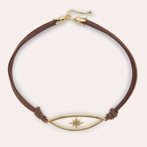 Ramy Brook Gold and Brown Leather Choker- Necklace . NWT